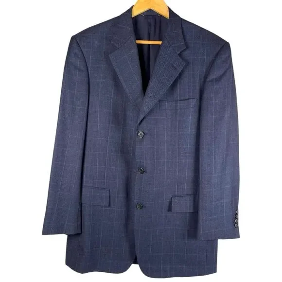 Brooks Brothers Madison 1818 blue windowpane wool men’s sportcoat blazer 41L